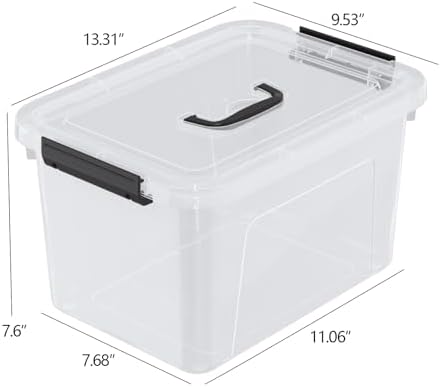 Wekioger 4 Packs Plasitc Lidded Storage Bins, Clear Latching Boxes 10 Quart - Image 3