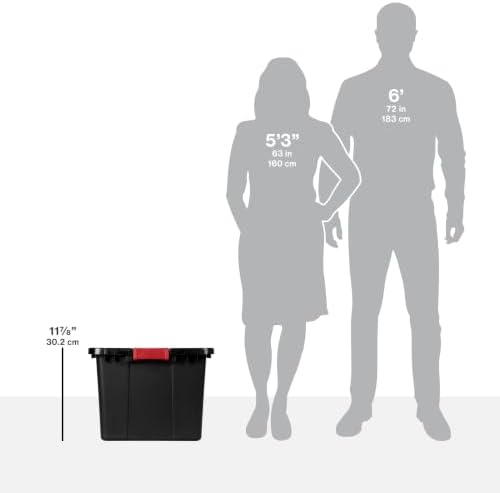 27 Gallon Latching Storage Totes with Handles, Black, 4 Pack - Image 6