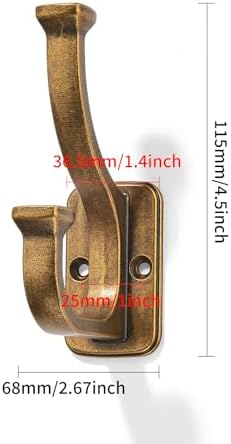 10 Pack 4-1/2inch Antique Brass Coat Hooks - Image 2
