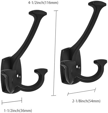 10 Pack Matte Black Hooks Large Wall Mounted Solid Heavy-Duty Decorative Double-Sided Coat Hooks for Triple Coat Hook Towels Coats Robes Towels Bag Bathroom Three Prong Coat Hook - Image 2