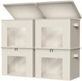 Zilink Fabric Storage Bins with Lid Sweater Closet Organizer, Beige,4 Pack by Zilink