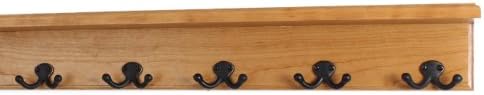 PegandRail Solid Cherry Shelf Coat Rack with Aged Bronze Double Style Hooks - Made in The USA (Cherry, 26" with 5 Hooks) by PEG+AND+RAIL