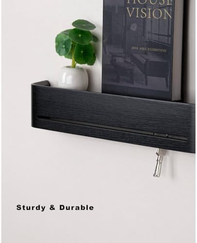 Key Holder Wall Mount with Shelf | 17 inch | Black - Image 3