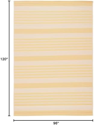 SAFAVIEH Courtyard Collection 8' x 10' Gold/Beige CY6062 Stripe Indoor/-Outdoor Waterproof Easy-Cleaning Patio Backyard Mudroom Area-Rug - Image 2
