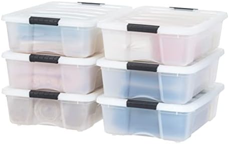 IRIS USA 6-Pack 27 Quart Storage Bins with Lids, Pearl by IRISUSA