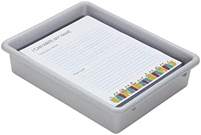 ECR4Kids Letter Size Plastic Tray Organizer with Lids, Small, Storage Bins, Light Grey, 10-Piece - Image 4