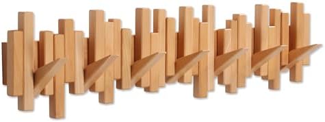 Coat Rack Wall Mount Piano Flip Down Wall Hook Rack 7 Hooks Beech by Acsigesn