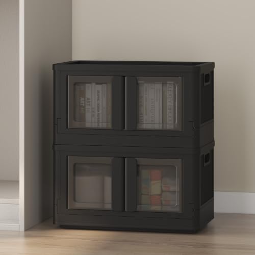 FLEXIMOUNTS 75 QT Stackable Plastic Storage Bins With Lids, Black by FLEXIMOUNTS