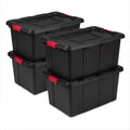 27 Gallon Latching Storage Totes with Handles, Black, 4 Pack by Unknown