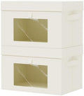 Fabric Storage Bins with Lids, 2 Pack, Beige, 15x9.8x9.8 In by Unknown