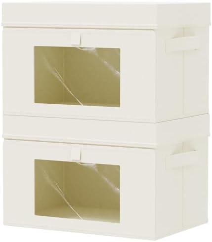 Fabric Storage Bins with Lids, 2 Pack, Beige, 15x9.8x9.8 In by Unknown