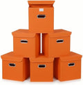 Closet Organizers Fabric Storage Bins With Lids Collapsible Cube Storage Organizer Basket With Handles,Storage Boxes for Clothes Storage,Office,Laundry,Shelves,6 Pack,（Orange） by SEVENDOME