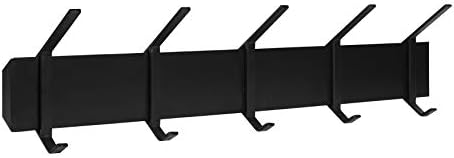 Kate and Laurel Rossmore Farmhouse 5-Hook Wall Hanging Coat Rack, Black, Modern Hanging Rack for Coats, Bags, Or Pots and Pans by KateandLaurel
