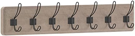HBCY Creations Weathered Solid Wood Wall Mounted Coat Rack with Shelf, 7 Hooks, 34" Long - Kitchen, Mudroom, Entryway, Bathroom - Includes Mounting Hardware, Coat Hanger, Dog Leash Hooks, Towel Rack by HBCYCreations
