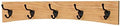 Oak Curved Back Wall Mounted Coat Rack - Bronze Hooks - Made in The USA (Natural, 25.5" x 4.5" - 5 Hooks) by PEG+AND+RAIL