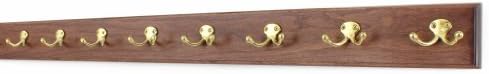Cherry Coat Rack with Solid Brass Double Style Hooks (Mahogany, 41" x 3.5" with 7 hooks) by PEG+AND+RAIL