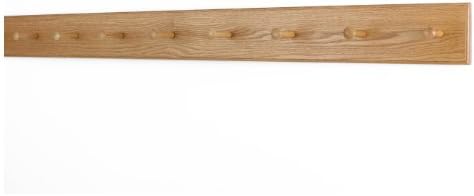 Solid Oak Xtra-Wide Shaker Peg Rack -Made in The USA - Natural Stain 46 x 4.5 Inches with 8 Pegs by PEG+AND+RAIL