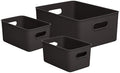 Superio Ribbed Collection - Decorative Plastic Basket Open Home Storage Bins Organizer, Brown (Set of 3) 1 Large, 2 Medium - Container Boxes for Organizing Closet Storage Bins for Shelves by Superio