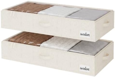 StorageWorks 6 Inch Low Profile Under Bed Storage Containers with Clear Lid by StorageWorks
