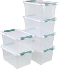 6 Pack Plastic Latch Storage Box, 20 Qt Storage Container with Lid by Innouse