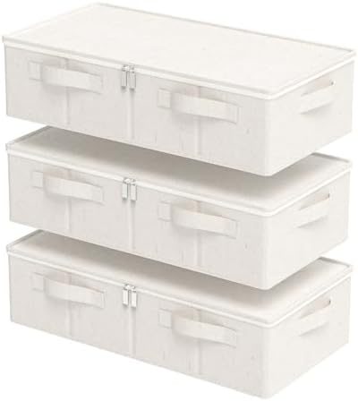 Underbed Storage Basket with PP Panel,23.6x11.8x5.9in,Beige,3 Pack by Unknown