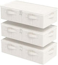 Underbed Storage Basket with PP Panel,23.6x11.8x5.9in,Beige,3 Pack by Unknown
