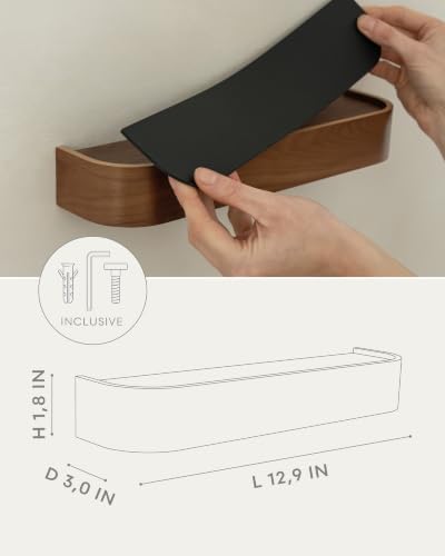 Kazai. Key Holder 'Toke' | Minimalist Key Hook Design from Berlin | Modern Key Holder Wall Mount with Wooden Shelf | Key Rack for Wall as Entryway Organizer | Walnut - Image 6