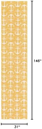 Unique Loom Outdoor Coastal Collection Area Rug - Ahoy (2' 7" x 12' 2" Runner, Yellow) - Image 2