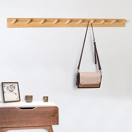 SKOLOO Wall Mounted Coat Rack 38", 10 Hooks, Bamboo, Shaker Style, Natural - Image 4