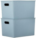 Superio Ribbed Collection - Decorative Plastic Basket Open Home Storage Bins Organizer, Blue Containers for Organizing Closet Storage Bins for Shelves (Bin with Lid- Extra Large (22 Liter), 2 Pack) by Superio