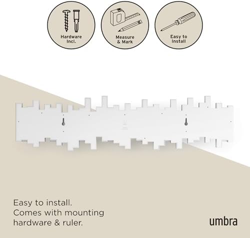Umbra Sticks Wall Coat Rack, Wall Mount 8 Retractable Hooks, White - Image 6