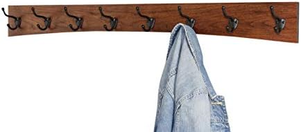 Solid Cherry Arched Wall Mounted Coat Rack - Bronze Hat & Coat Hooks - Made in The USA (Mahogany, 15" x 4.5" with 3 Hooks) - Image 4