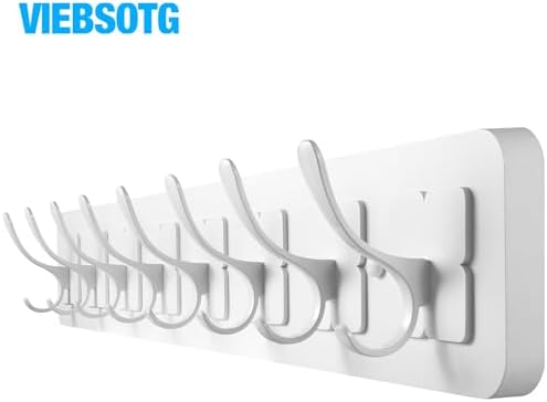 Coat Rack Wall Mounted,Wooden Wall Coat Rack with 8 Double Hooks for Hanging Clothes,Coats,Hats,Jackets,31.5inch (White, 8 Hooks) - Image 7