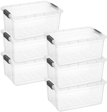 Superio Storage Bins with Lids, Clear Plastic Containers for Organizing, Stackable Totes, BPA Free, Odor Free, Organizer Boxes for Home, and Dorm (6 Pack, 36 Qt) by Superio