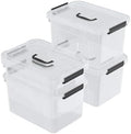 Wekioger 4 Packs Plasitc Lidded Storage Bins, Clear Latching Boxes 10 Quart by Wekioger