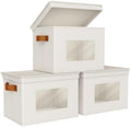 Univivi Fabric Storage Bins with Lids for Clothes 3 Pack, Beige by Univivi
