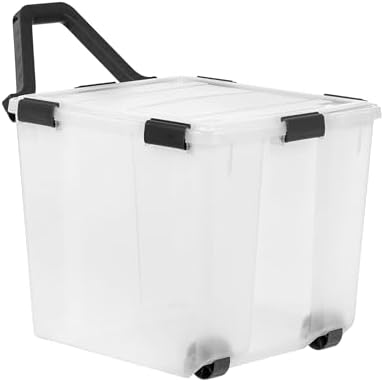 IRIS USA 6 Pack 106 Quart WeatherPro Wheeled Plastic Storage Bin Organization Container with Durable Lid, Seal & Secure Latching Buckles, Clear/Black - Image 4