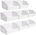 Homsorout Closet Baskets for Shelves - Decorative Storage Baskets with Handle, Trapezoid Closet Bins for Organization, Shelf Storage Bins for Clothes, Books, Home, Office, 8 Pack, White by Homsorout