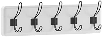 Flash Furniture Daly Wall Mounted Storage Rack - Solid White Solid Pine Wood - 24 Inch - 5 Hanging Hooks - for Entryway, Kitchen, Bathroom by FlashFurniture