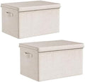 Extra large Fabric Storage Bins with Lids 22.8*15.8*15 in, 2-Pack Storage Baskets for Closet, Large Linen Organizers and Storage Bins for Bedroom, Collapsible Baskets and Bins with Handles, Off White by Sawjay