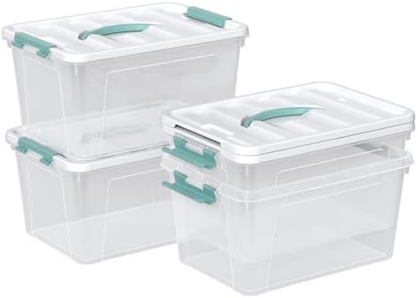 Readsky 4 Packs Clear Storage Latch Box Plastic, 14 Quart Plastic Storage Bin with Lid and Handle, Stackable Container Organizers for Home, Office, Craft, Snacks, and Medicine - Image 7