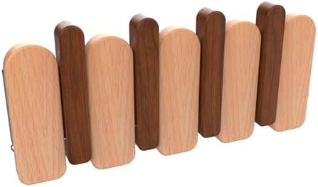 Wall Mounted Coat RackHooks Piano Key Hangers Natural Solid Wood Hanger Non-Woven Fabric Clothes Hangers for Closet, Kitchen, Bedroom, Bathroom, Entryway (Moon Walnut-Beech, 4 Hooks) by MurphyBedKitMattresFrame