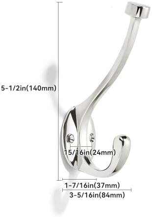 khtumeware The 10 Pack 5-1/2 inch Polished Nickel Coat Hook zinc Alloy mudroom Hooks is Suitable for bathrooms, Behind Doors, bedrooms, and is a Towel Robe Hooks for Both Household and Commercial use - Image 2