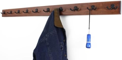 Solid Cherry Wall Mounted Coat Rack - Oil Rubbed Bronze Double Style Coat Hooks - Made in the USA (Mahogany, 30.5" x 3.5" with 6 Hooks) - Image 4