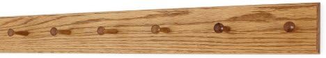 Solid Oak Xtra-Wide Shaker Peg Rack -Made in The USA - Golden Oak Stain 35 x 4.5 Inches with 6 Pegs by PEG+AND+RAIL
