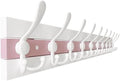 SKOLOO Coastal Wall Mounted Coat Rack - 38-1/8" Beach House Entryway Wooden Coat Hook with 10 Hooks for Hanging Coats, Hats or Towels, Oceanfront Cottage Core Collection, White & Palm Beach Pink by SKOLOO