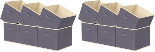 Lifewit Storage Cubes, Foldable Decorative Fabric Storage Baskets for Organizing Home Organizers with Handles for Shelves, Closet, 11 Inch Bins, 18L Gray, 12 Packs by Lifewit
