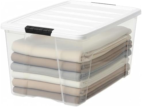 IRIS USA 72 Qt Storage Bins with Lids, 8 Pack, BPA-Free, Clear/White - Image 6