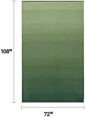 Fab Habitat Ombre Outdoor Rug - Waterproof, Fade Resistant, Crease-Free - Premium Recycled Plastic - Striped - Patio, Porch, Deck, Balcony - Big Sur - Green - 6 x 9 ft - Image 2