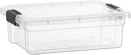Superio Clear Storage Box with Lid, 13.7 Quart Plastic Container Bins for Organizing, Stackable Crates, BPA Free, Non Toxic, Odor Free, Organizers for Home, Office, School, and Dorm by Superio